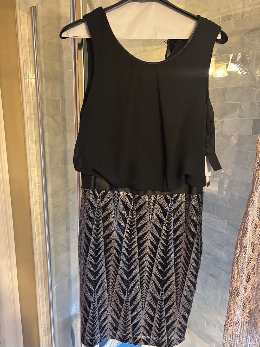 Guess Black and Silver Sequin Mini Dress